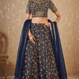 Dark Blue Heavy Bridal Lehenga Choli