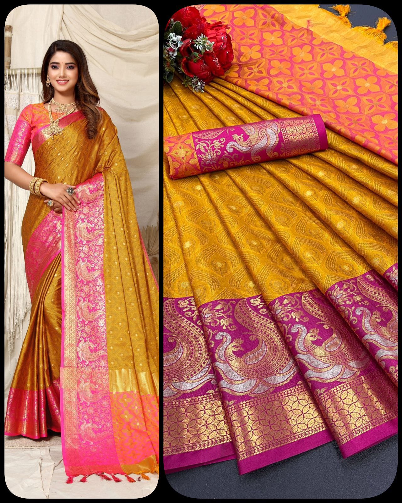 Exclusive  Minawork Weving Silk Saree