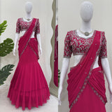 Pink Ready To Wear Lehenga Saree