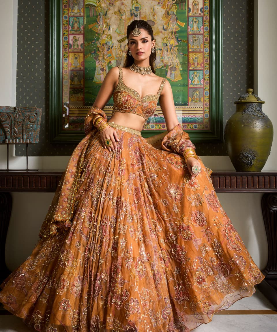 Blooming Silk Embroidered Lehenga