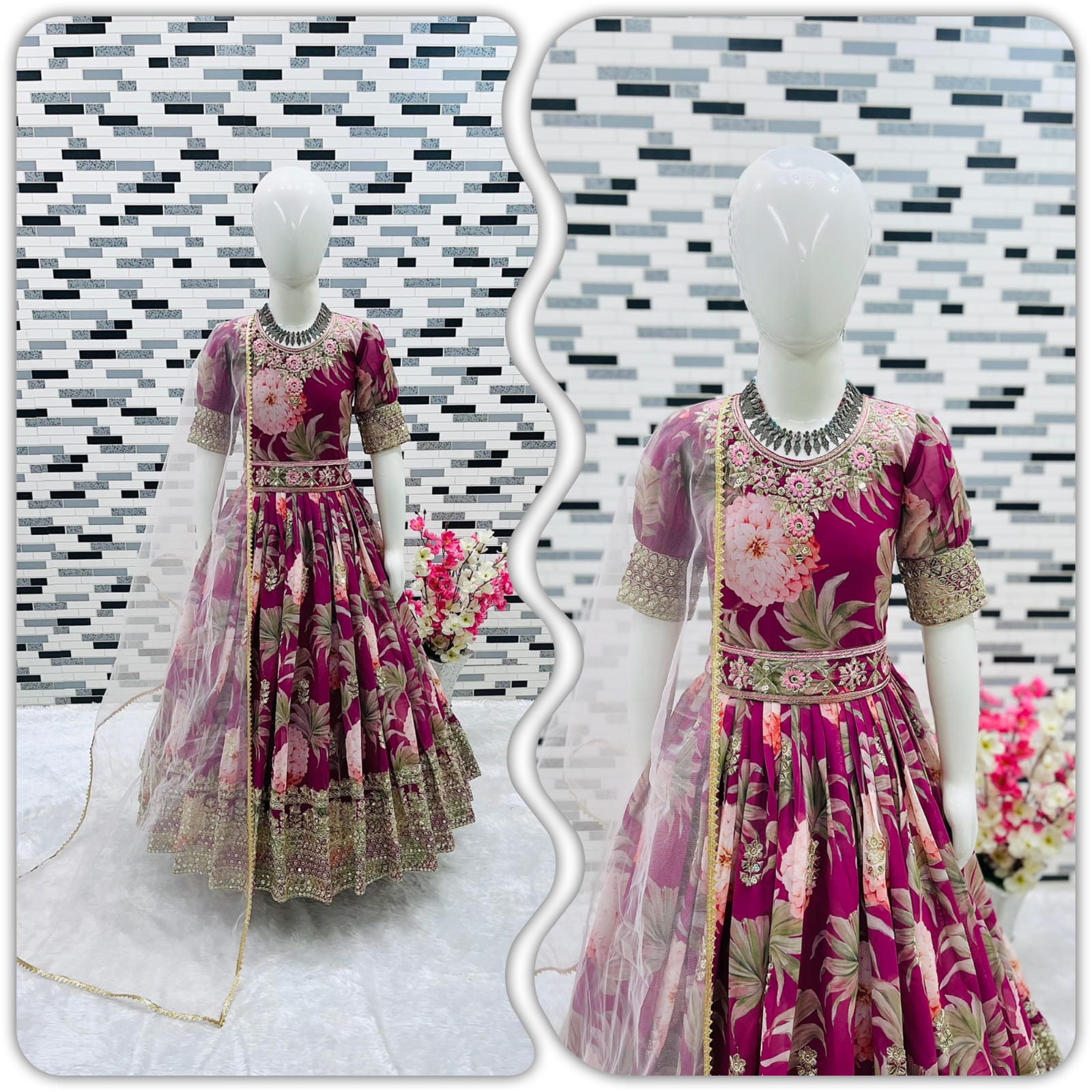 Kids Flower Printed Gown Collection