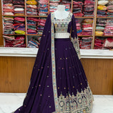 Purple Vichitra Silk Lehenga Choli