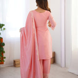 Sparkle Peach Embroidered Suit