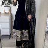 Designer Black Velvet Anarkali SUit