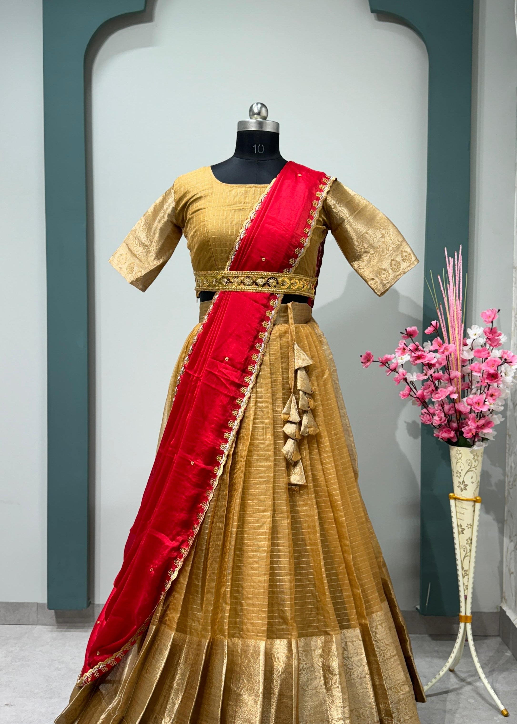 Traditional Organza Silk Pattu Silk Lehenga