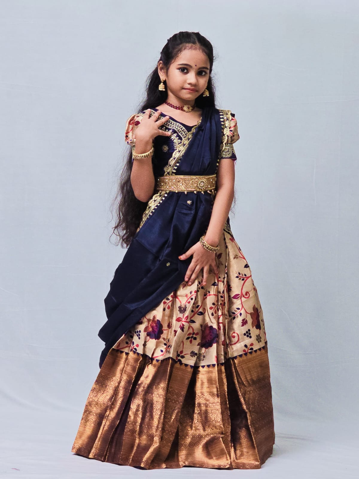 Heavy Lichi Silk Kids Lehenga