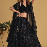 Black Wedding Sequance Lehenga