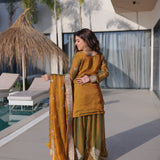 Shiny Chiffon Top Sharara Set