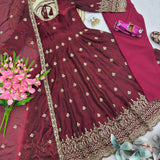 Maroon Classic Shiny Anarkali Gown