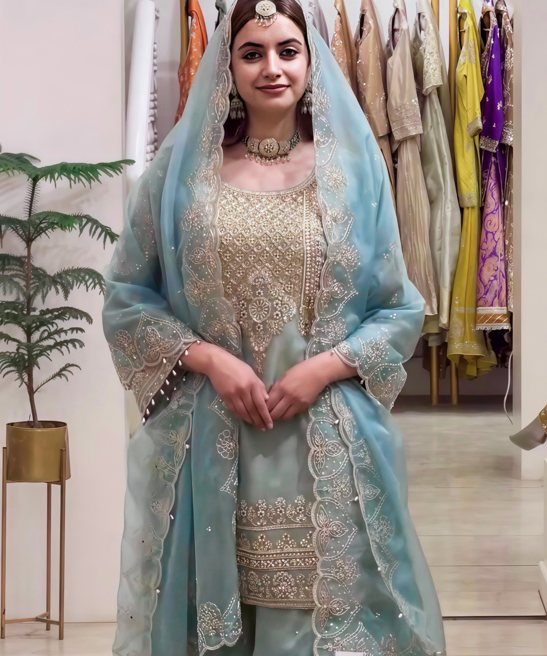 Designer Embroidered Top Sharara