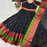 Black Traditional Silk Anarkali Suit