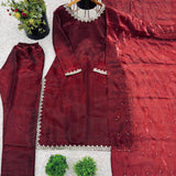 Wine Lavish Straight Suit