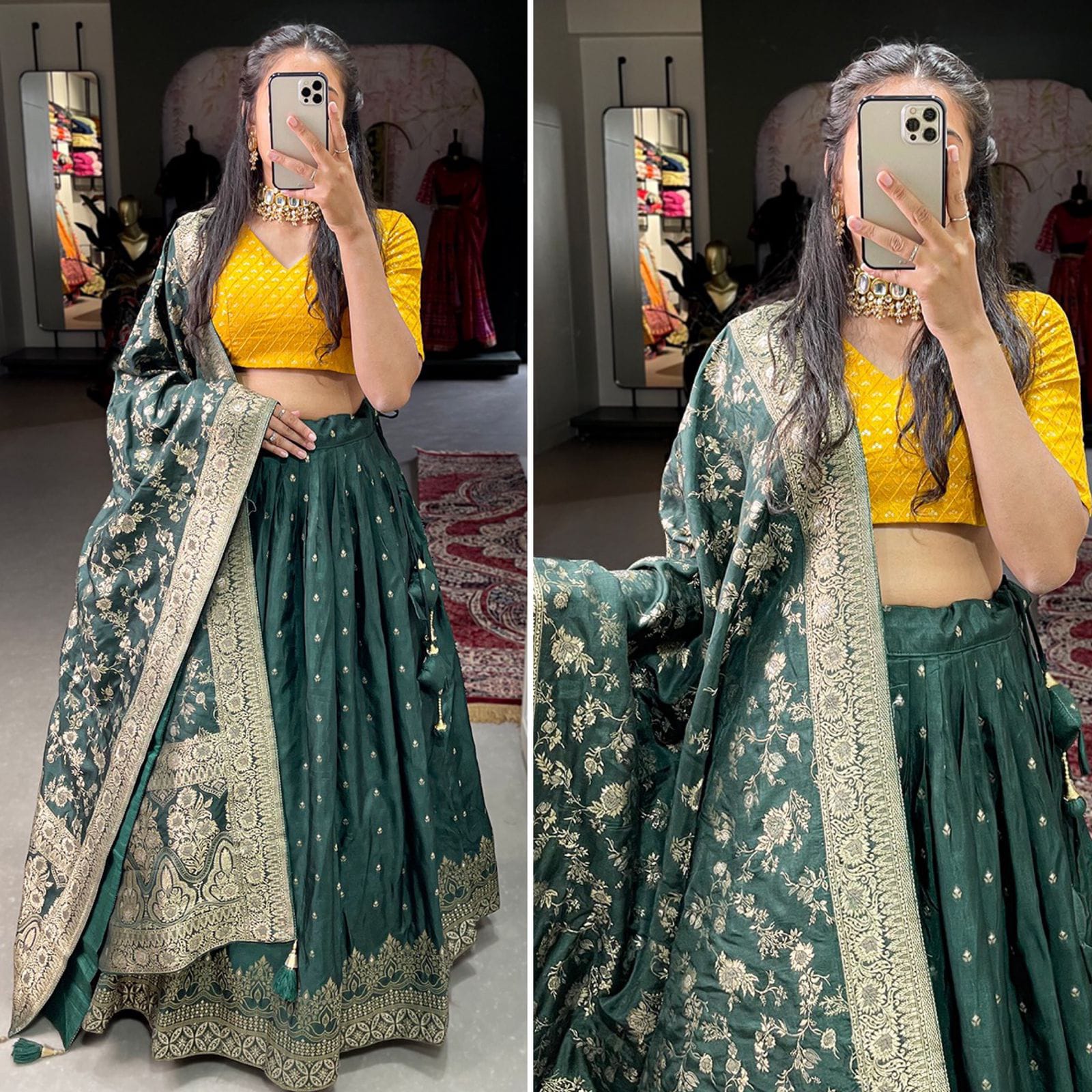 trendy designer viscose chanderi lehenga