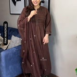 Brown Pure Cotton Flaird Suit