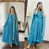 Sky Heavy Georgette Anarkali Gown