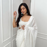 Most Beautifull White Georgette Saree