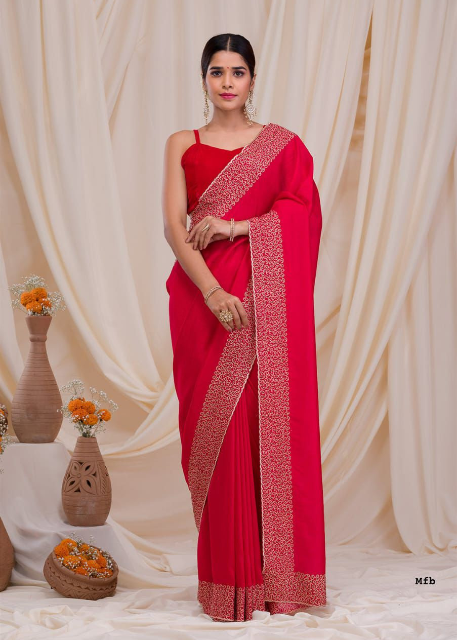 Blooming Embroidery Work Saree