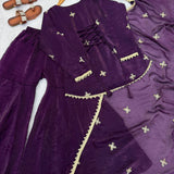 Wine Ethnic Fendy Silk Top Sharara