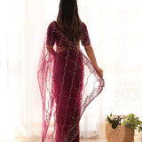 Beautifull Butterfly Net Saree