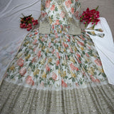 Designer Partywear Flower Printed Gown