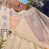 Launching Soft Mono Net Foil Mirror Embroidered Work Lehenga