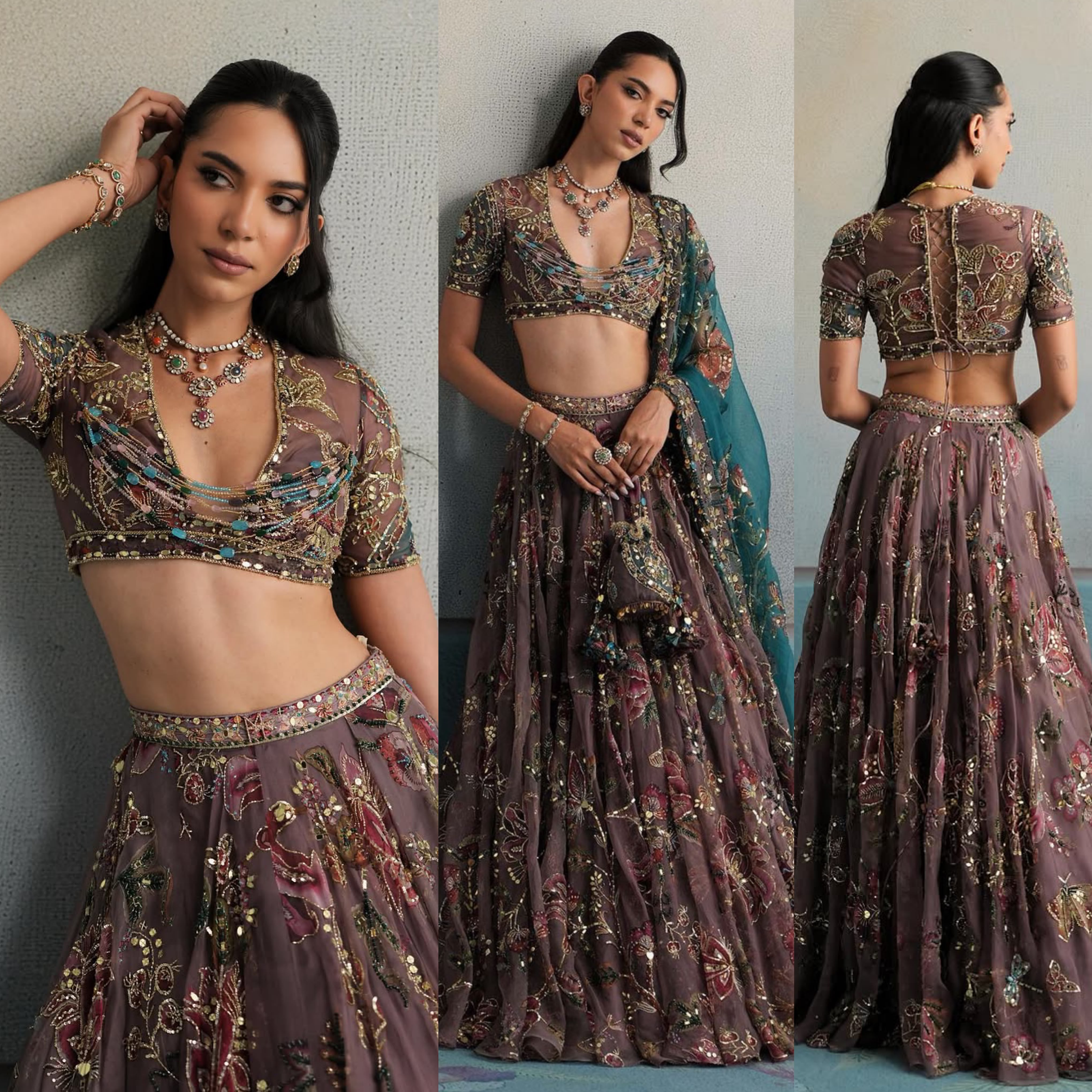 Brown Glamorous Georgette Lehenga
