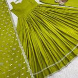 Olive Designer Partywear Anarkali Gown