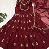 Exclusive Maroon Georgette Gown