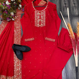 UNBOX FABRICS SEQUANCE WORK SUIT WITH PLAZO AND DUPATTA