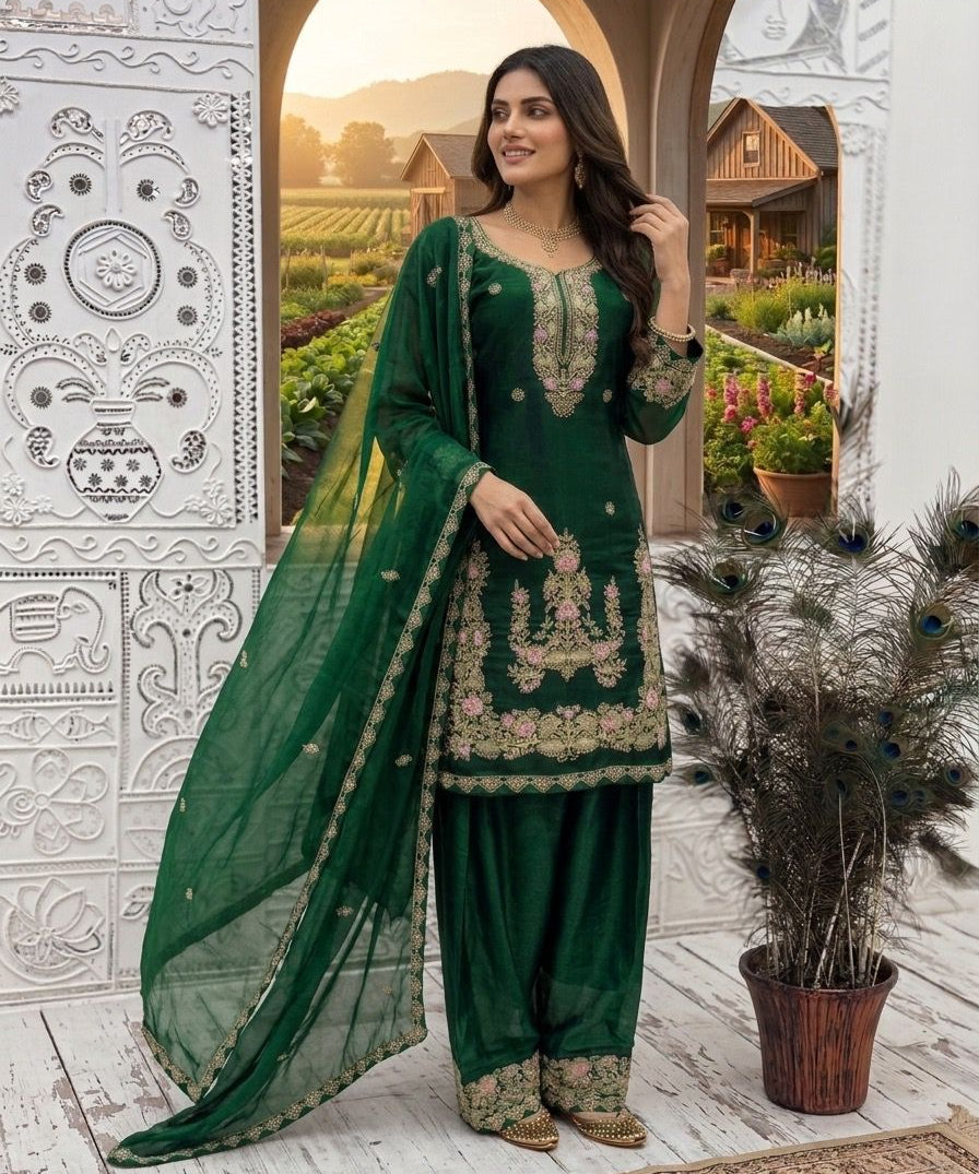 Exclusive Embroidered Silk Suit