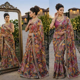 Premium Georgette Mirror Work Saree