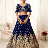 Royal Blue Velvet Bridal Lehenga