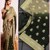 Two Tone Heavy Georgette Fabric All Over Saree Foil Print