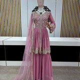 Pink Faux Georgette Salwar sharara