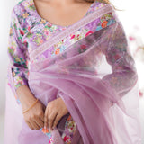 Designer Purple Net Saree