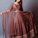 Designer Chinon Silk Anarkali Gown