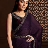 Heavy Satin Chiffon Saree