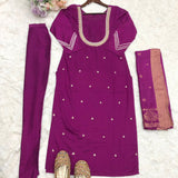 Purple Attractive Chanderi Kurti Collection