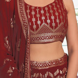 Heritage Maroon Georgette Lehenga