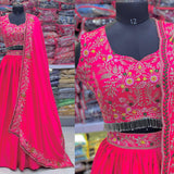 Pink Wedding Malai Satin Lehenga