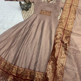 Traditional Pattu Cotton Anarkali Gown