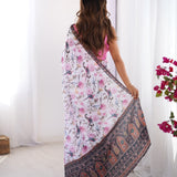 Classy Bird Print Chinon Saree
