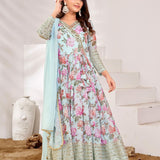 Designer Partywear Flower Printed Gown