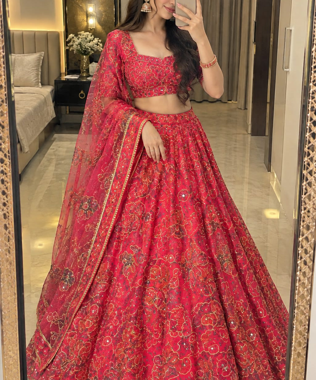 Premium Taby Silk Embroidered Lehenga