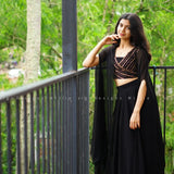 Fancy Black Georgette Indo Lehenga