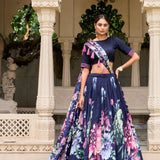 Floral Printed Silk Lehenga Choli