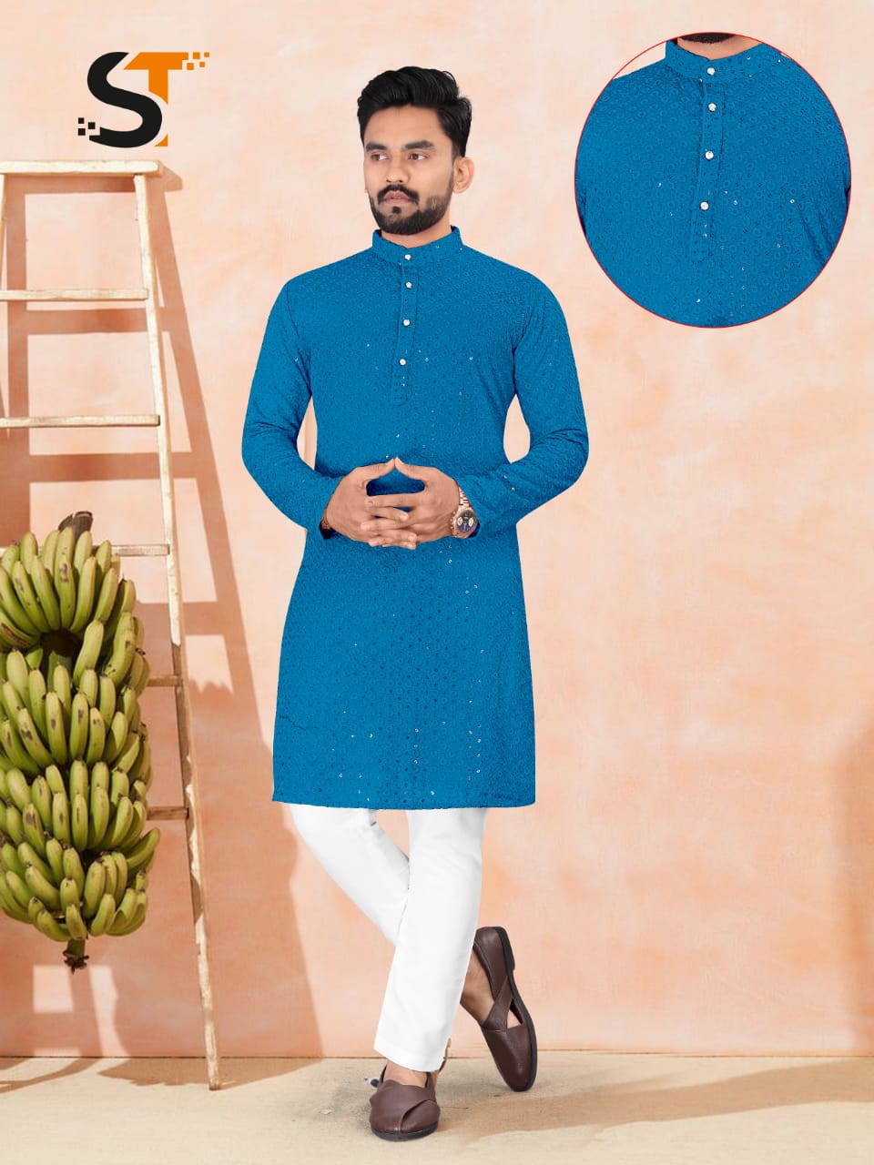 Men's Traditional chikan work kurta