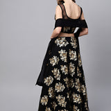 Black Floral Embroidered Lehenga