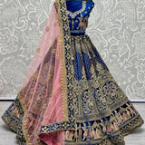 Peacock and Barat Embroidered Velvet Lehenga choli