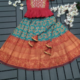 Lichi Silk Zari Weaving Kids Lehenga